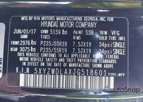 2018 Hyundai Santa Fe Sport 2.0T Ultimate from USA, damaged, VIN 5XYZWDLAXJG518601